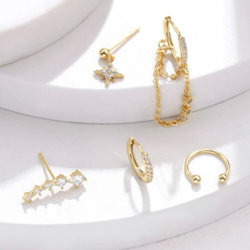 Trendy Gold cuff and earring set - Picture 4 of 5